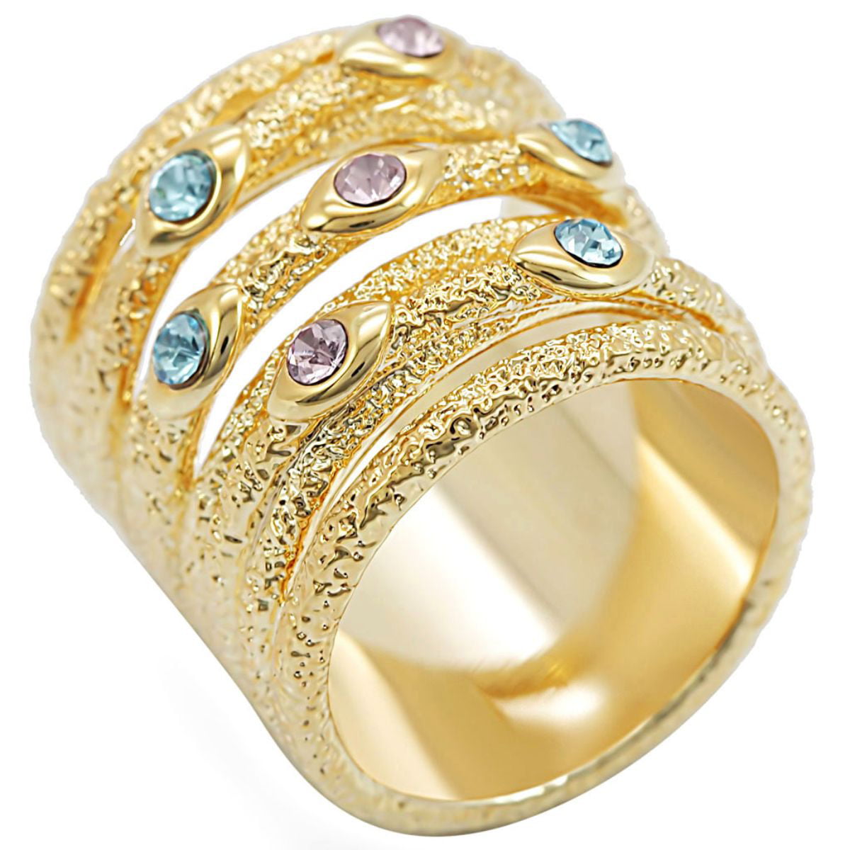 Natural Pencil Crystal Gemstone Gold Plated Stackable Brass Fashion Design Ring 