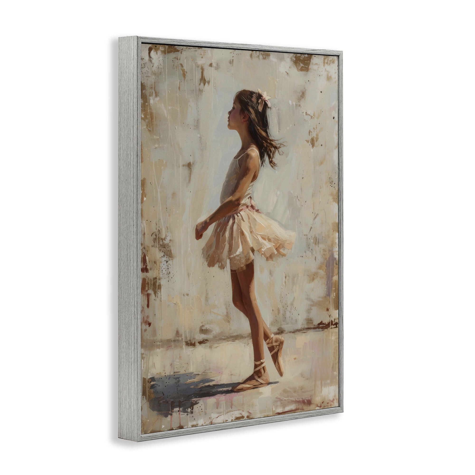 Stupell Industries Ballerina in Soft Light Gray Framed Giclee Art, design by Creative Studio