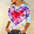 thumbnail image 4 of Valentine's 3/4 Sleeve Tops for Women Dressy Heart Printed Shirts Crew Neck Holiday Tunics Three Quarter Length Sleeve T-Shirt Cute Funny Outfits 2026 Summer Tops, 4 of 6