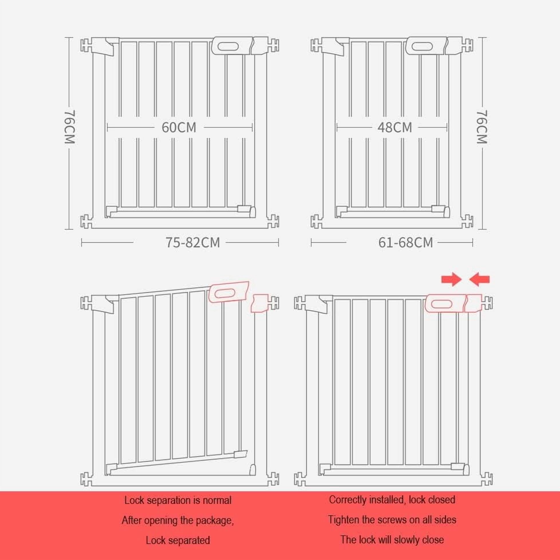 Gamvdout Stair Gate for Dogs, Wide 75-82Cm Metal Safety Gate, Tall 76Cm Pet Fence, for Doorways Hallways/White/Upgrade
