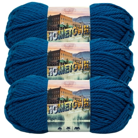 UPC: 0842093130086 | Lion Brand Yarn Hometown Athens Blue Sky Super Bulky Acrylic Blue Yarn 3 Pack
