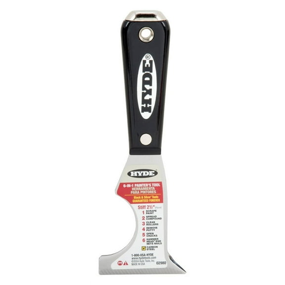 6-IN-1 Hyde Tools 02980 Black & Silver Multi-Tool w/ Hammer Head End