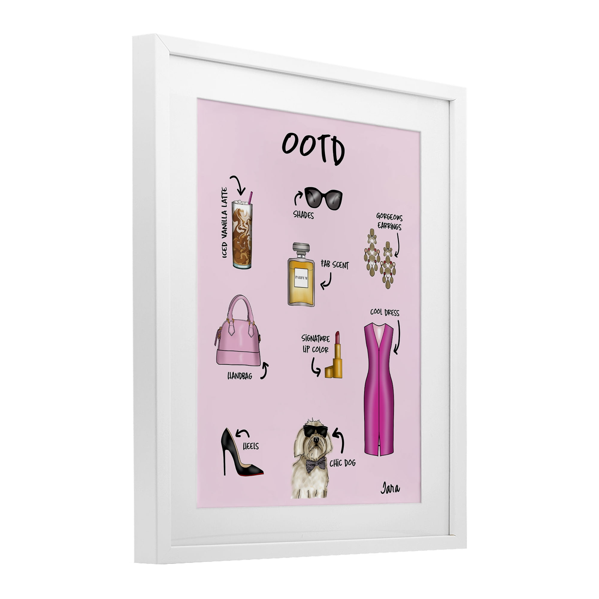 Stupell Industries Feminine Glam Outfit of the Day White Framed Print Under Glass, design by Tara Boone