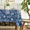 thumbnail image 3 of Paisley Tablecloth 60x84 Inch Rectangular, Seasonal Blue Floral Washable Seasonal Table Cover for Party Picnic Dinner Decor, 3 of 6