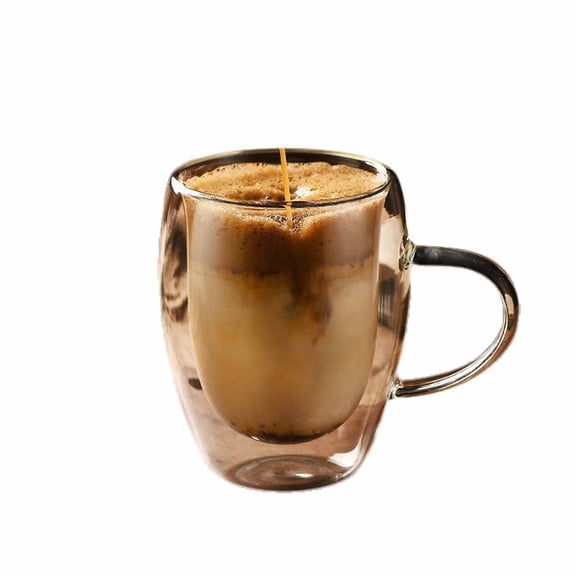 New Double Wall Glass Coffee Mug with Handle, Clear Borosilicate Glass, Perfect for Cappuccino/Latte/Espresso, Hot Drinks & Tea