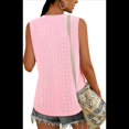 thumbnail image 4 of Camiseta Sin Mangas Holgada para Mujer, Sin Mangas, con Cuello en V, Estilo Camisola, Elegante, Informal, con Ojales, Estilo Fluido de Verano Rosa M, 4 of 5