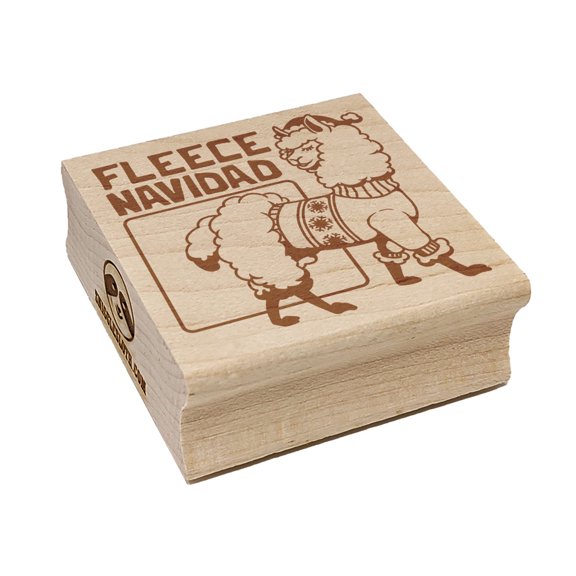 Fleece Navidad Christmas Alpaca Square Rubber Stamp Stamping Scrapbooking Crafting - Small 1.25in