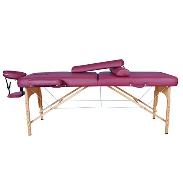 Bestmassage Burgundy Professional Series Portable Massage Table W 2 Half Bolster Walmart Com Walmart Com