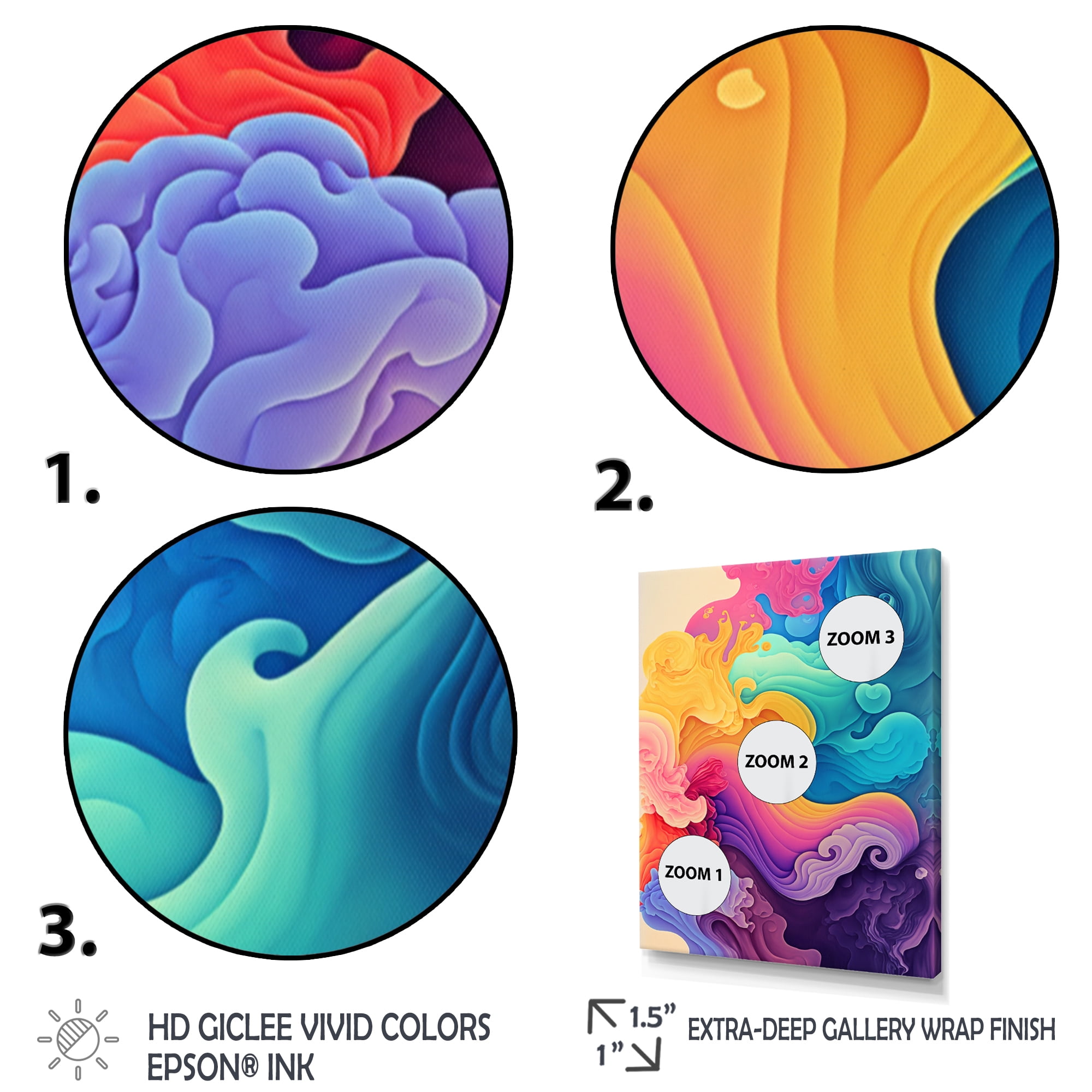 Designart Multicolor Swirly Clouds VII Canvas Wall Art