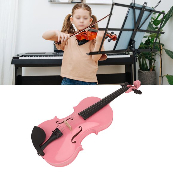 4/4 Acoustic Violin Kit, Stringed Musical Instrument Violin Starter Set with Case Bow Shoulder Rest Tuner Fingerboard Sticker Accessories for Beginner Adult Boys Girls