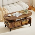 thumbnail image 4 of Costway 47" Oval Top Coffee Table with 4 Open Compartments & Drawer, 5 support legs Brown, 4 of 10