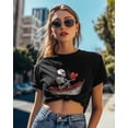 thumbnail image 4 of T Shirts for Women Short Sleeve Cotton Crewneck T-Shirt, Skeleton Heart Boat Tee Tops Casual Basic T-Shirts, XS-5XL Black S, 4 of 7