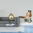 thumbnail image 2 of Marco de fotos redondo,Pequeño cuadro dorado vintage para la pared,Marco de fotos redondo decorativo de resina con ornamentos,Bandeja para llaves,Figura de niña de resina,estatua,bandeja para, 2 of 8