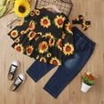 thumbnail image 4 of 2T Baby Girl Clothes Baby Girl Outfits Long Sleeve Round Neckline Sunflower Tops Jeans Pants Set 2-3T Baby Girl Fall Clothes, 4 of 8