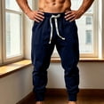 thumbnail image 5 of PNTUTB Men's Cuffed Joggers Elastic Waist Drawstring Trousers Solid Color Loose Casual Comfort Workout Sporty Pants with Pockets, 5 of 7