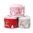 thumbnail image 1 of facefd Christmas Wrapping Ribbon Linen Fabric Width DIY Craft Printing Ribbons Wreaths Wedding Birthday Ornaments New Year Pink, 1 of 8