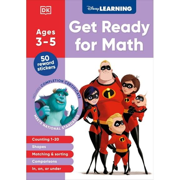 Disney Learning Disney Learning Get Ready for Math (Ages 3-5): Preschool Beginner Math Workbook for Kids, Curriculum-Based, (Paperback)