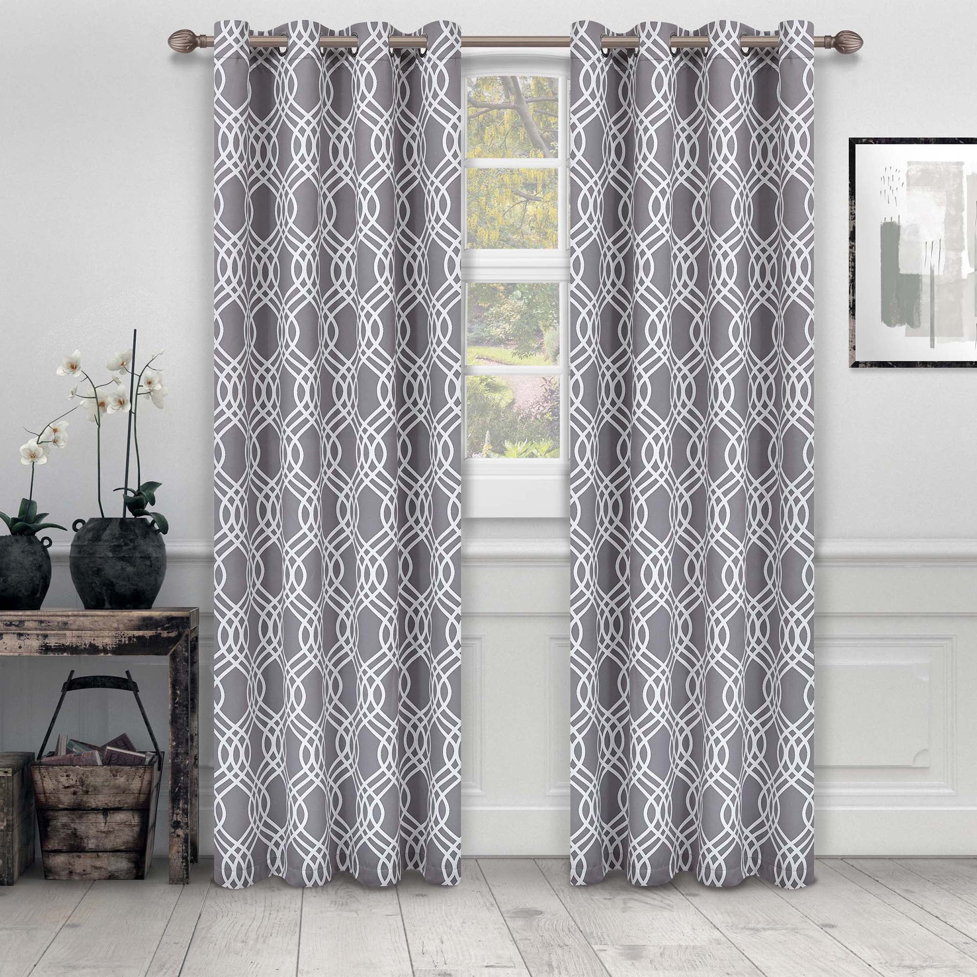 Superior Ribbon Blackout Curtains Set of 2, Grommet Header Cutain Panel Pair, Teal, 52"W x 63"L