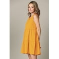 thumbnail image 3 of Made by Johnny Women's Casual Sleeveless V-Neck Loose Flowy Swing Shift Dress M MUSTARD, 3 of 5