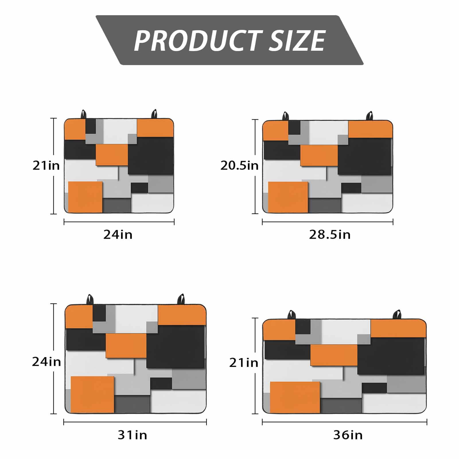 Orange Grey Black Geometric Stove Top Cover for Electric Stove, Heat-proof & Non Slip Glass Top Stove Cover Protector, Modern Abstract Art Kitchen Flat Cooktop Rubber Mat 31x24 Inches