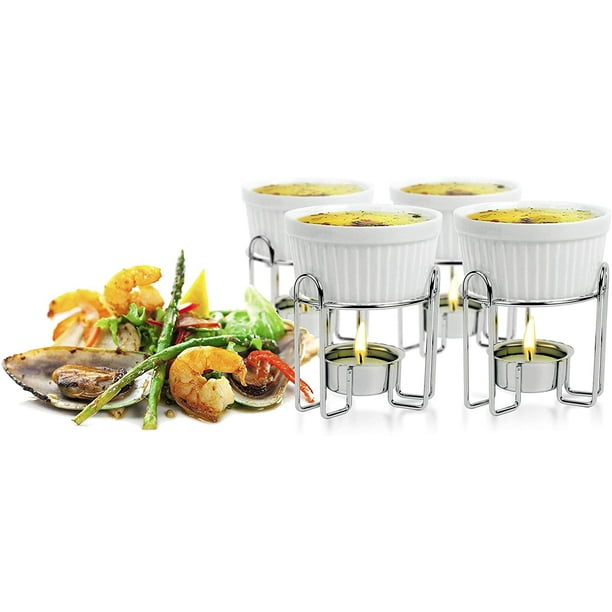 Artestia ceramic butter warmers set (4 pcs) with tealight candles for
