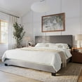 thumbnail image 3 of CorLiving Celeste Gray King Size Fabric Upholstered Bed Frame with Headboard, 3 of 6