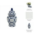 thumbnail image 4 of Traditional Decorative Ceramic Ginger Jar with Lid - Hand-Painted Ceramic - Classic Home Accent for Living Room, Office, Bedroom - 10" Blue & White, 4 of 10