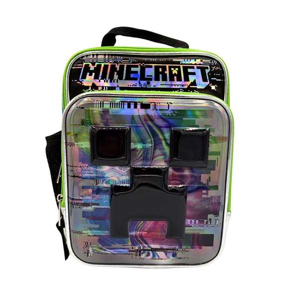 Minecraft Creeper Glitch Silver Insulated Reusable Lunch Kit