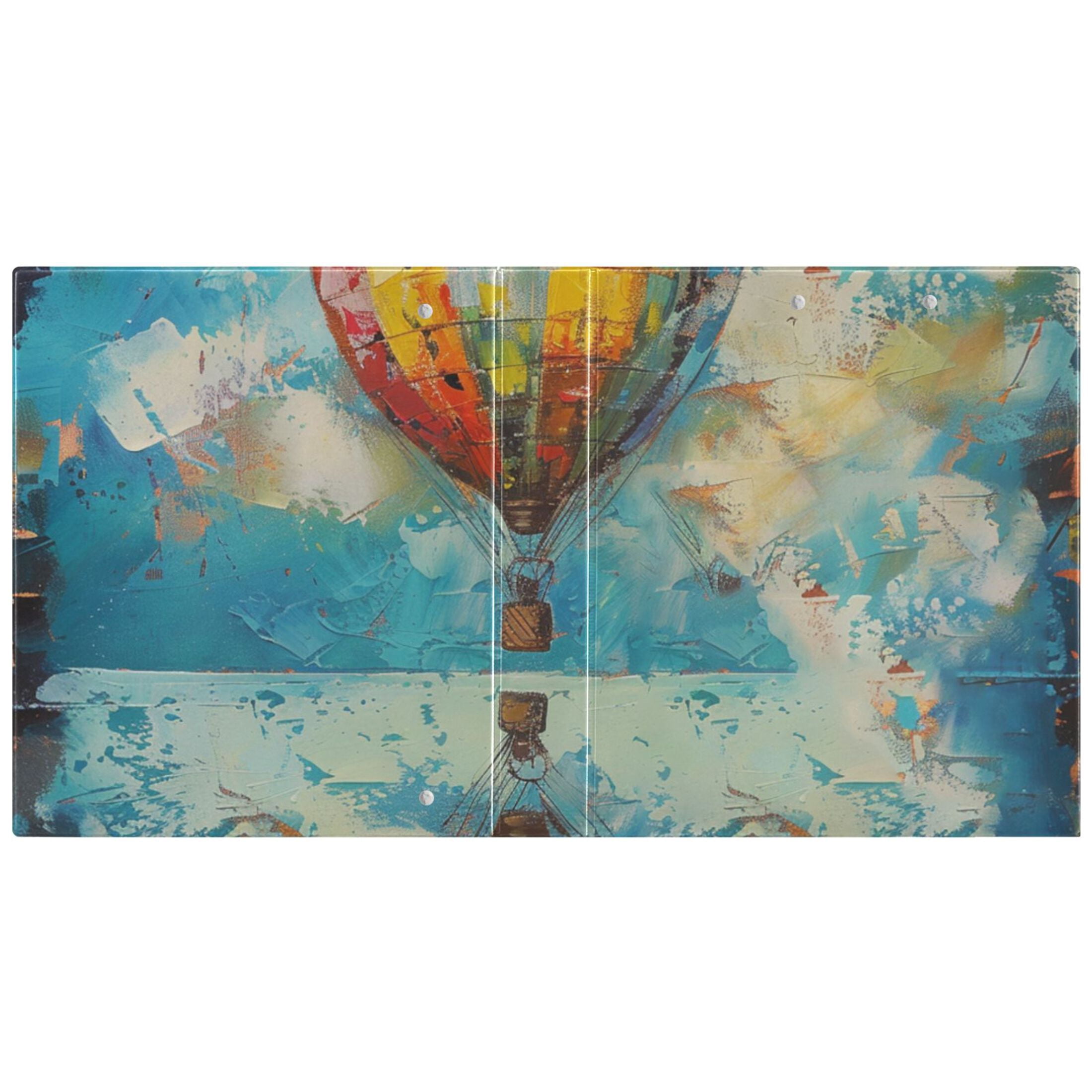 Hot Air Balloon 3 Ring Binders 1.5 inch Hardcover File Folders with Interior Pockets A4 Size Organizer for School Office Hospital