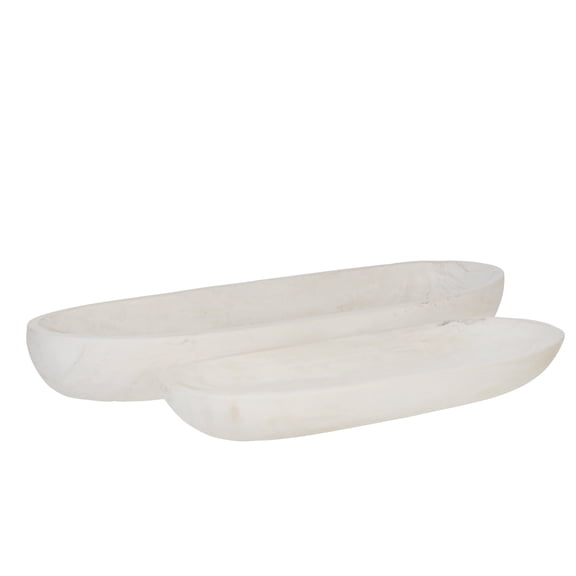 Sagebrook Home Set of 2 18/24" Wood Decor Plates, White