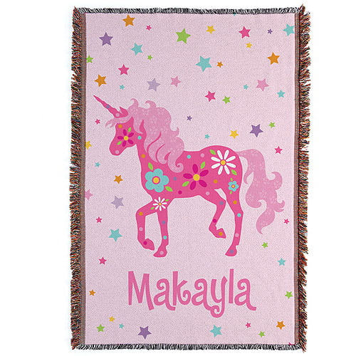 image: Personalized Blanket - Pretty Unicorn Throw Blanket