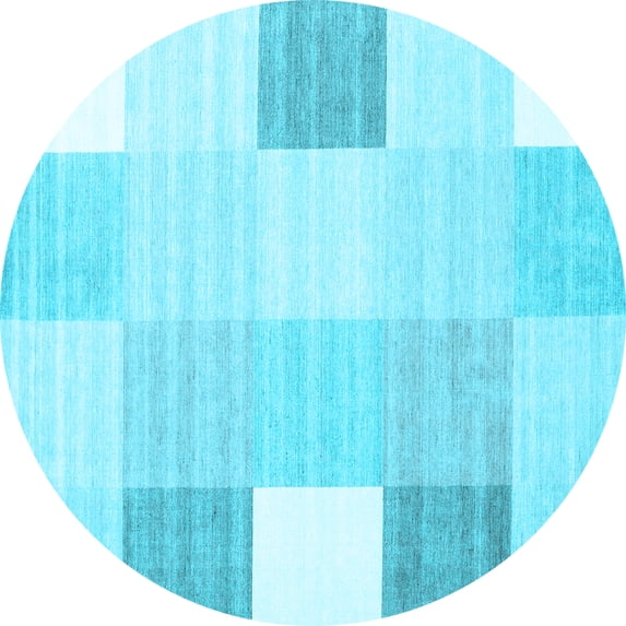Ahgly Company Indoor Round Abstract Light Blue Contemporary Area Rugs, 7' Round