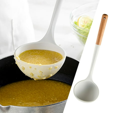 

NIUREDLTD White Silicone Kitchenware Set With Wooden Handle Simple Non Scraping Pot Kitchen Tool Set