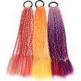 thumbnail image 2 of Trenzas de cabello para niños, extensiones de cabello con trenzas de colores, accesorios coloridos con banda elástica para niños y mujeres, 3 piezas, 2 of 5