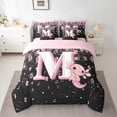 thumbnail image 2 of Manfei Girls Pink Monogrammed Twin Bedding Sets 7pcs, Personalized Letter M Bedding Comforter Set, Kawaii Axolotl Cherry Blossoms Sheet Sets, Super Cozy Room Decor, 2 of 8