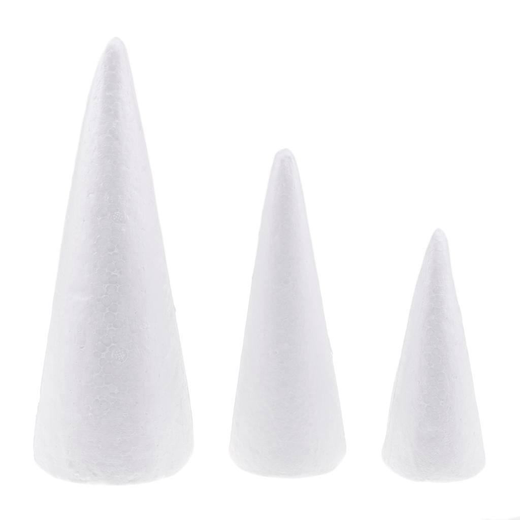 S SERENABLE 15pcs Cone Shape Modelling Polystyrene Foam Ornaments Balls for Creative diy for art Crafts Floral Arrangement Sculpture Materials - 15/20/25cm