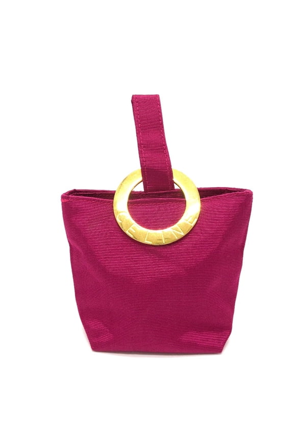 Pre-Owned CELINE Circle logo Bag Cosmetics Pouch pink GoldHardware (Good)