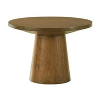 Best Master Furniture Terra Transitional Round End Table with Pedestal Base, Walnut