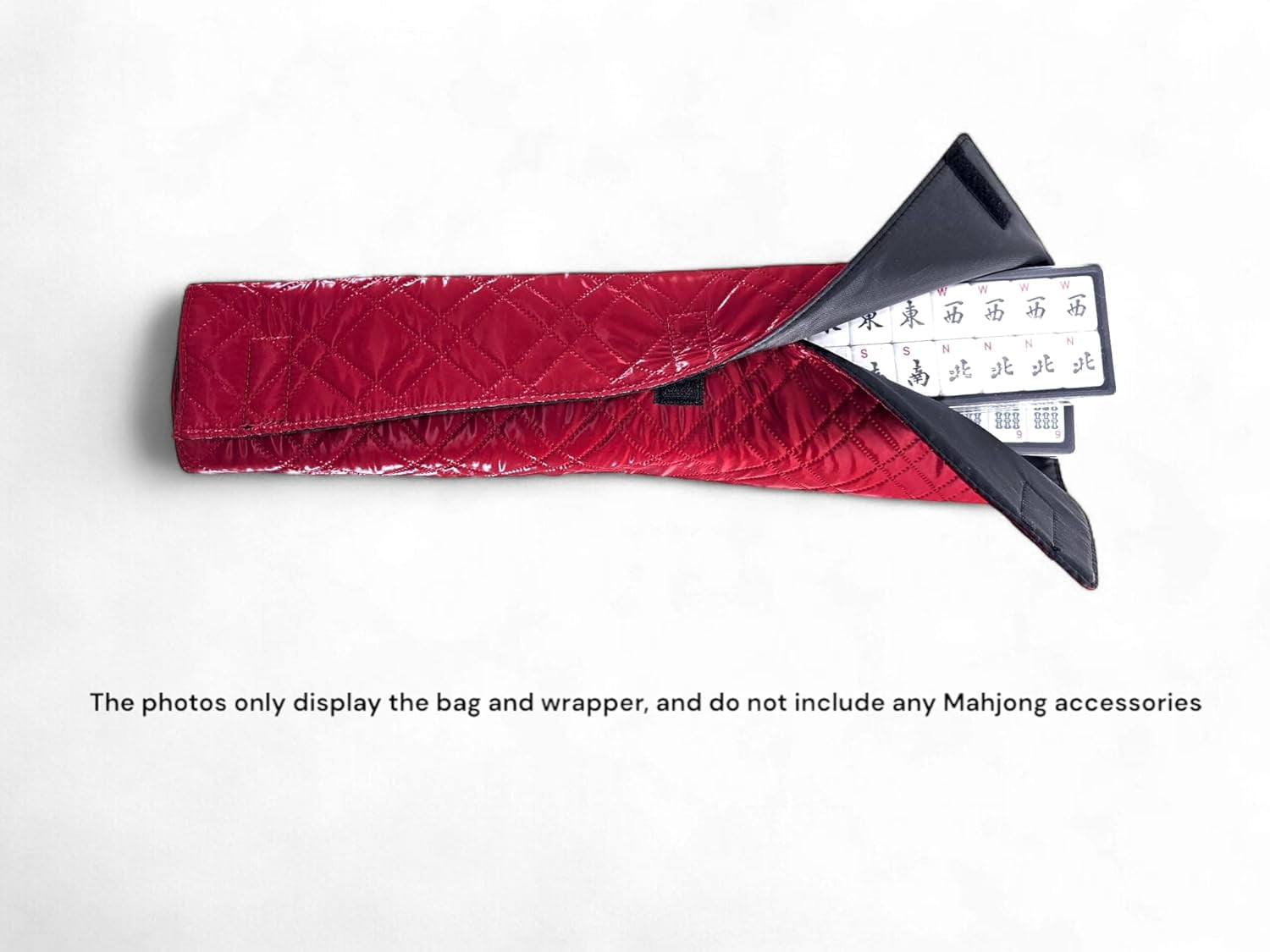 American Mahjong Set “Red - Quilted PU Leather Carrying Bag with Shoulder Strap & Handles, All-in-One Tile Racks with Pushers, 166 Engraved Tiles, Dice, Bettor, Extra Tiles & Instructions