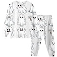 thumbnail image 2 of JCCXIN Child Girls Pajamas Halloween Sleepwear Long Sleeve Crew Neck Top And Pants 2 PC Sleep Set Ghost Graphic Soft Fall Winter Casual Daily Homewear Cozy Nightwear,White,4-5 Years, 2 of 4