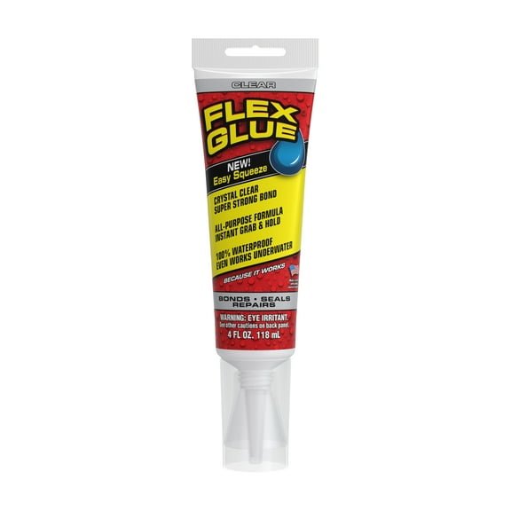 Flex Glue Strong Rubberized Waterproof Adhesive, 4 fl oz, Clear