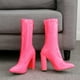 thumbnail image 5 of Botas gruesas de tacón alto con cremallera trasera de cuero brillante color fluorescente caramelo sexy para mujer Wmkox8yii  hfjk1797, 5 of 5