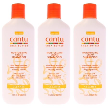 Shea Butter Moisturizing Cream Shampoo by Cantu for Unisex - 13.5 oz Shampoo - Pack of 3