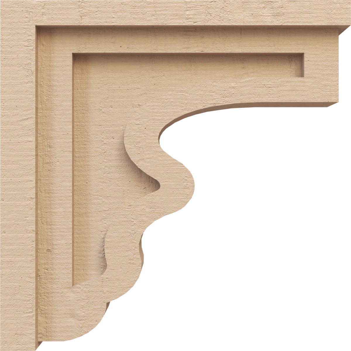 3"W x 12"D x 12"H Thin Highland Rough Cedar Woodgrain TimberThane Corbel, Primed Tan