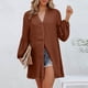 thumbnail image 4 of Blusas Casuales Blusas de otoño para mujer Blusas largas básicas de estilo bohemio Traje de algodón de un solo pecho Kuymtek Cafés para Mujer, 4 of 6