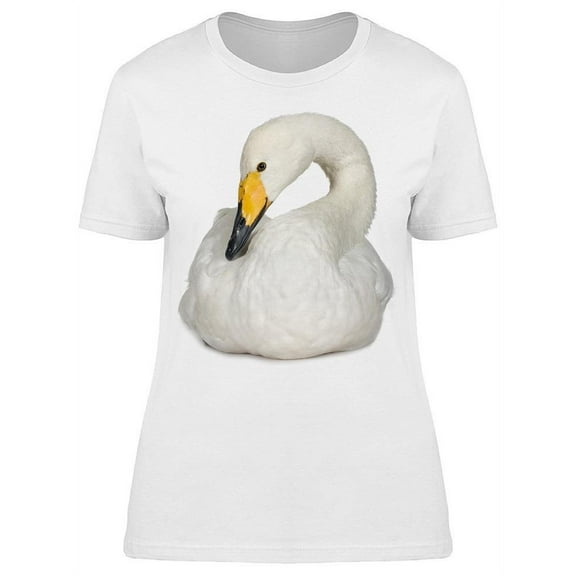 Cute Whooper Swan Sitting T-Shirt Women -Image by Shutterstock, Female Large