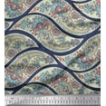 thumbnail image 1 of Soimoi Rayon Fabric Waves,Floral & Paisley Printed Craft Fabric by The Yard 56 Inch Wide, 1 of 1