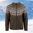 thumbnail image 3 of Mens Pullover Sweater Ribbed Wool Solid Color Tops Comfortable Festival Holiday Men's Fashion with Pockets, Coffee, Size L, 3 of 3