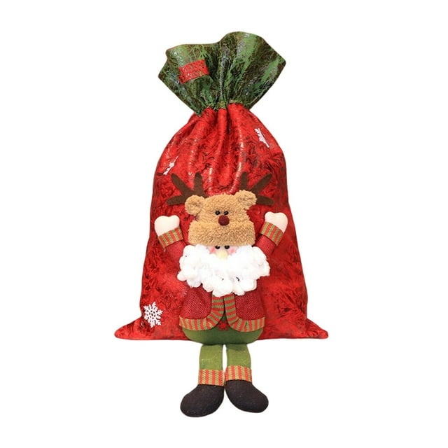 Billuyoard Bolsas de Navidad con cordón para regalo, soporte para aperitivos y dulces, Navidad 3D con sombrero, pierna, bolso de mano, contenedor, bolsa de Kits de decoración para fiestas Papá Noel Billuyoard HA070036-01B