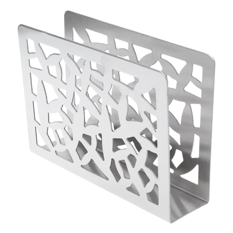 Stainless Steel Napkin Rack Box Tissue Holder Cutlery Hollow Design Table Decor 